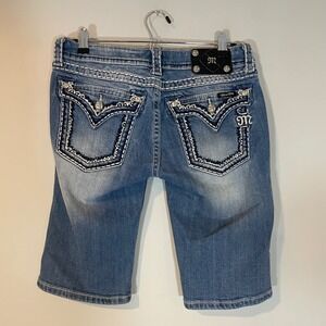Miss Me Womens Bermuda Denim Shorts Medium Wash Embellished JS5014M42 Size 29